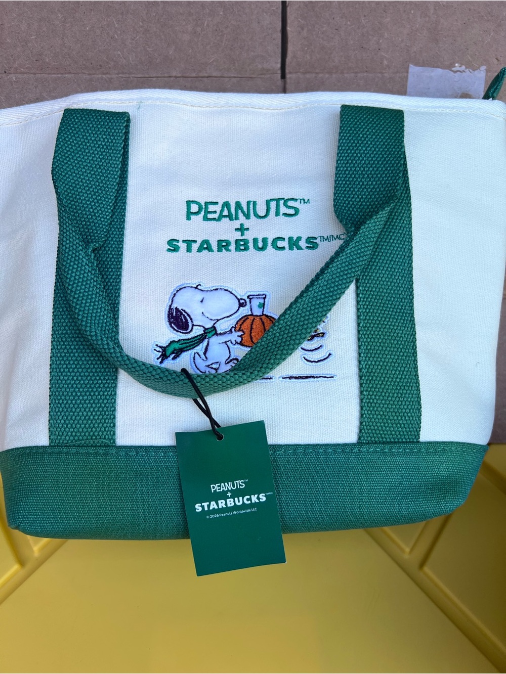 NWT Starbucks Peanut Canvas Tote Bag - Picture 2 of 8